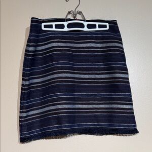 LOFT Navy and White Striped Pencil Skirt